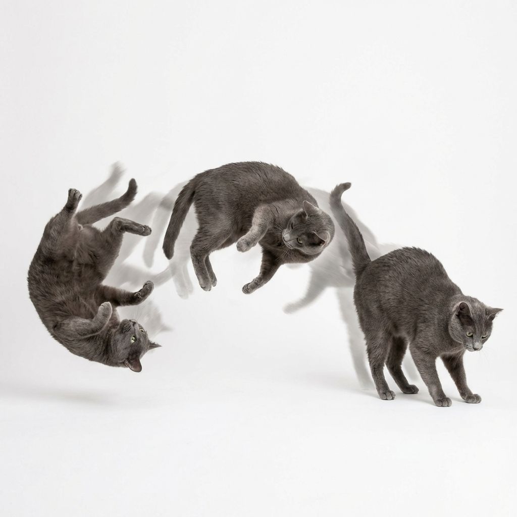 A cat twisting mid-air to land on its feet