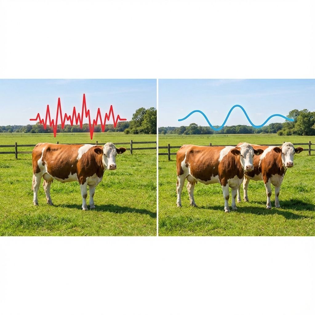 Diagram showing cow heart rate changes