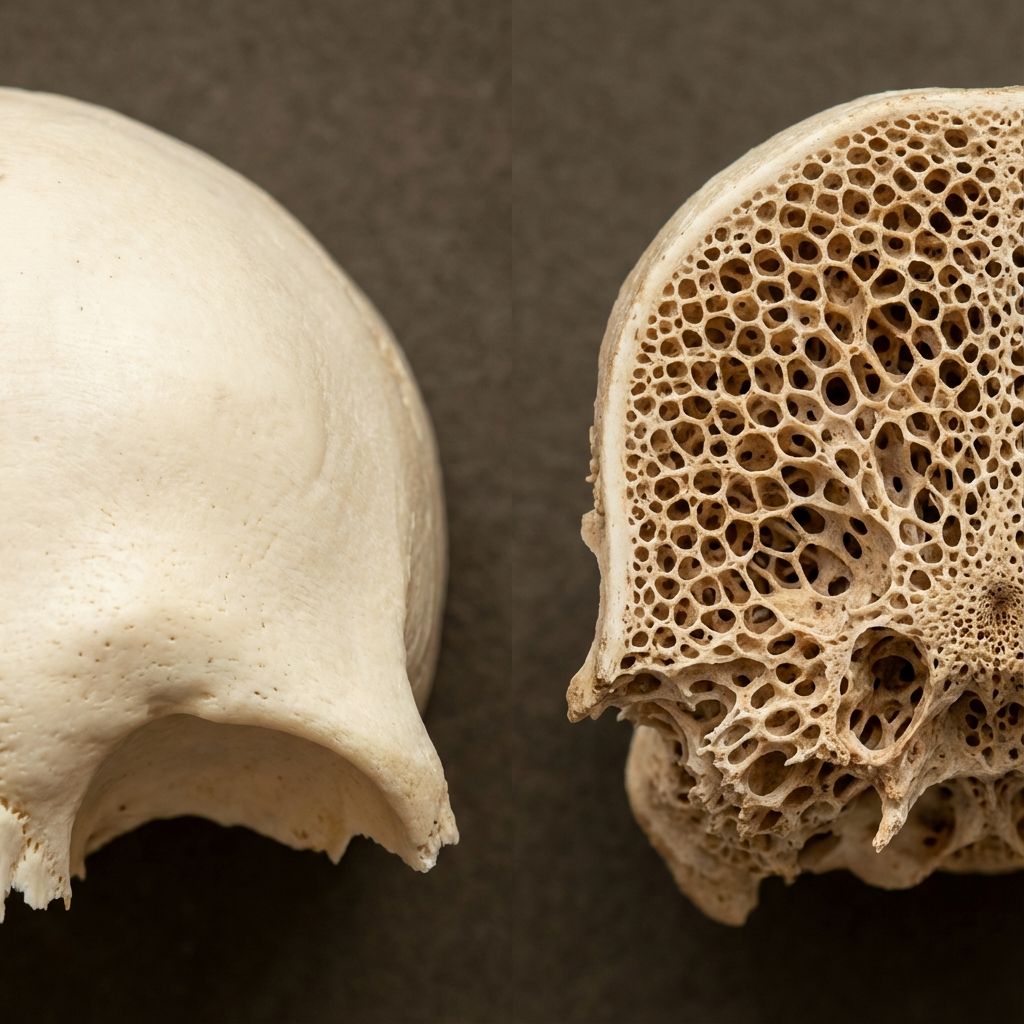 Diagram of spongy bone versus dense bone