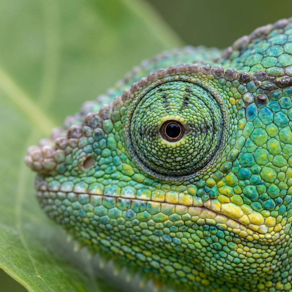 Extreme close-up of a chameleon eye