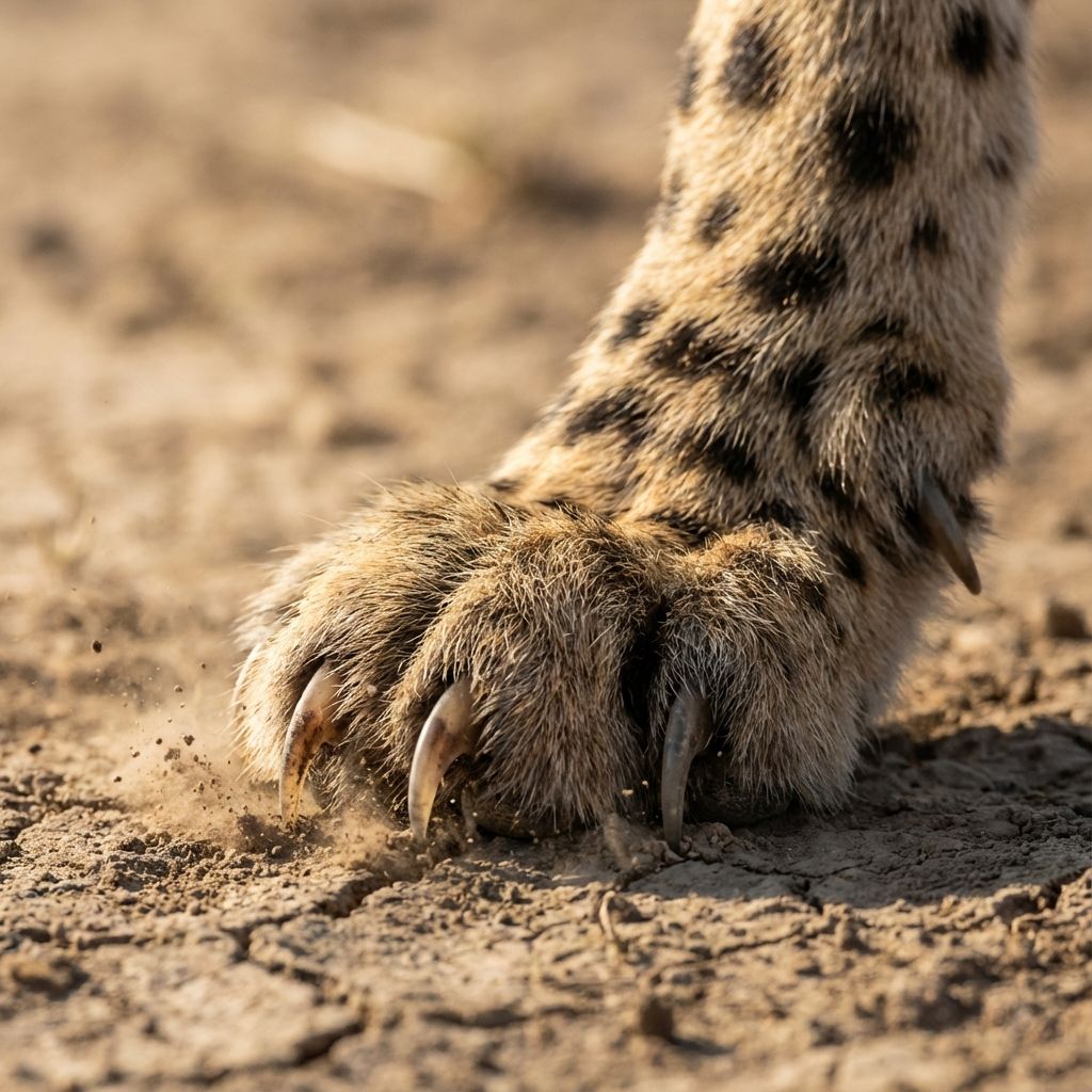 Extreme close-up of a cheetah's paw claws