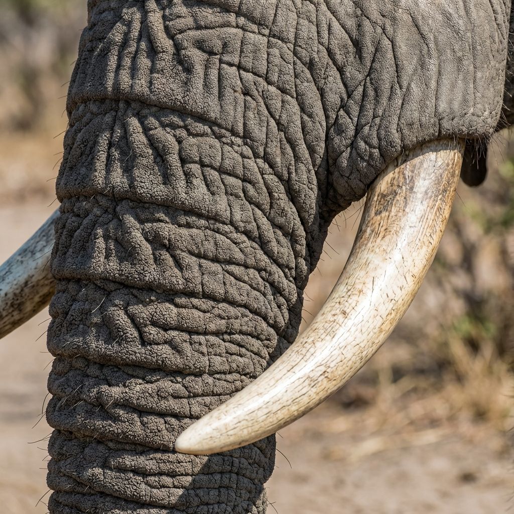 Close-up of elephant tusks