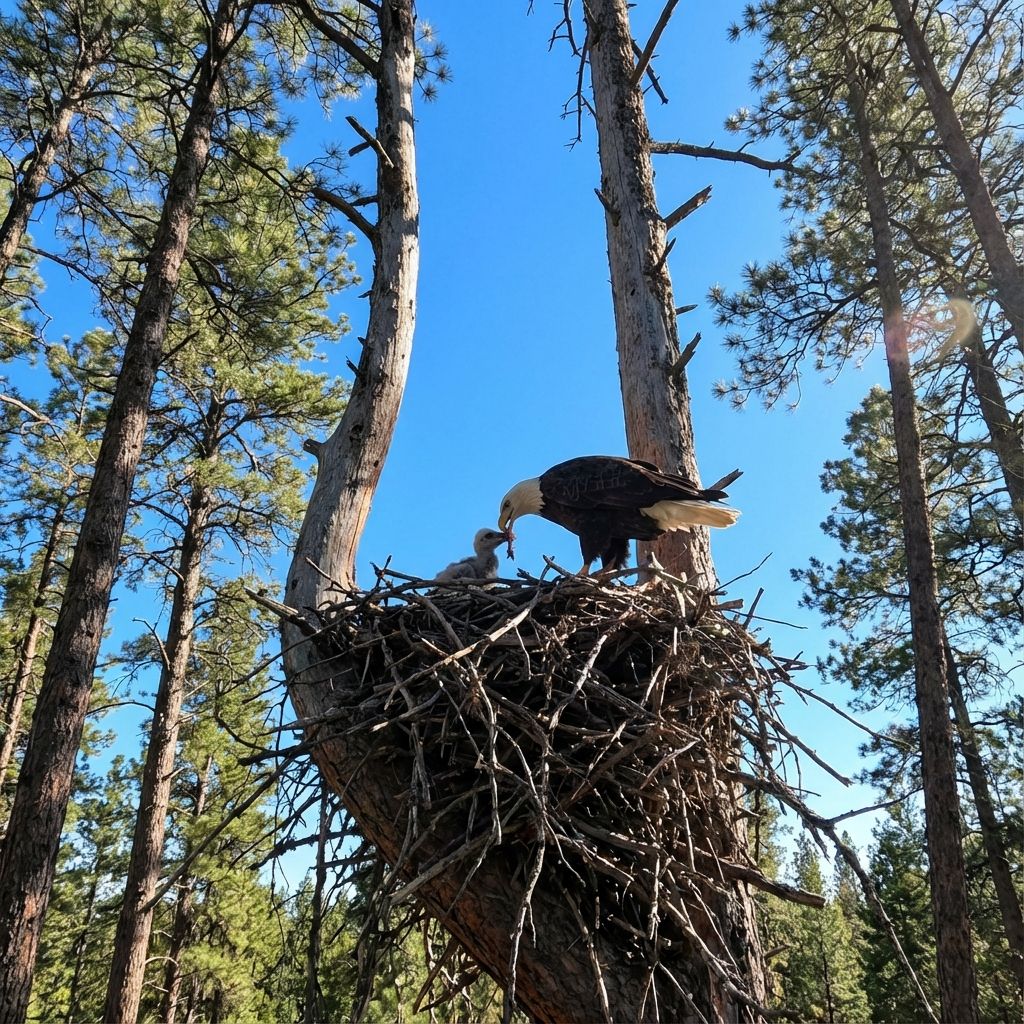Bald eagle nest with chick