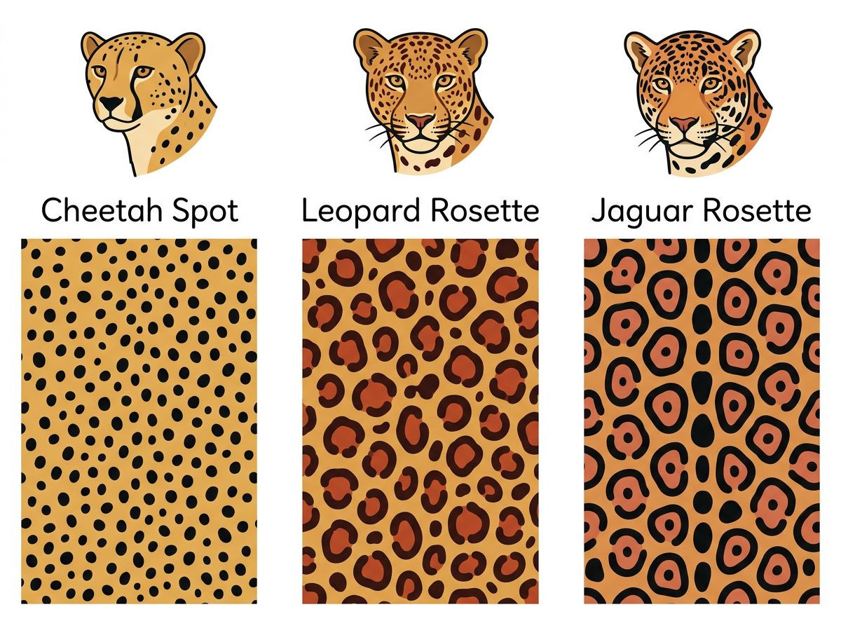 Comparison of cheetah, leopard, and jaguar fur patterns.