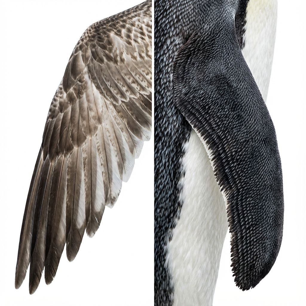 Comparison of bird wing and penguin flipper