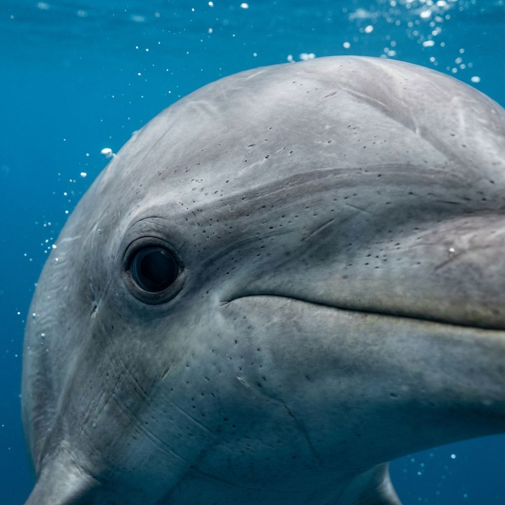 Close-up of a dolphin's face