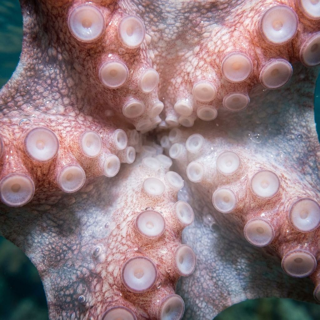 Octopus suckers close up