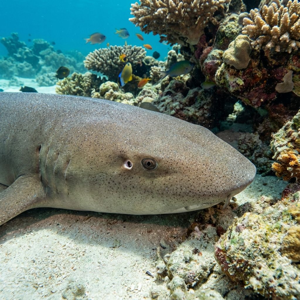 A nurse shark resting on the ocean floor