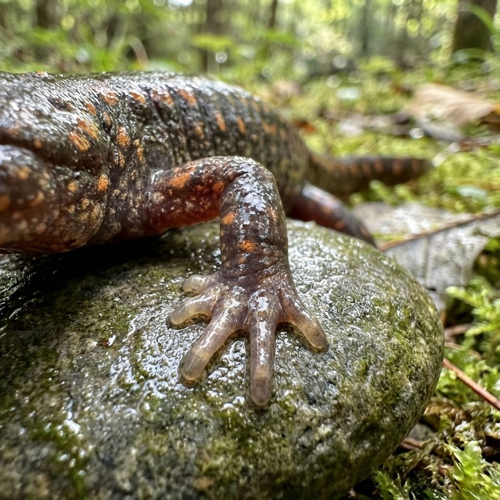 Close-up of a salamander foot