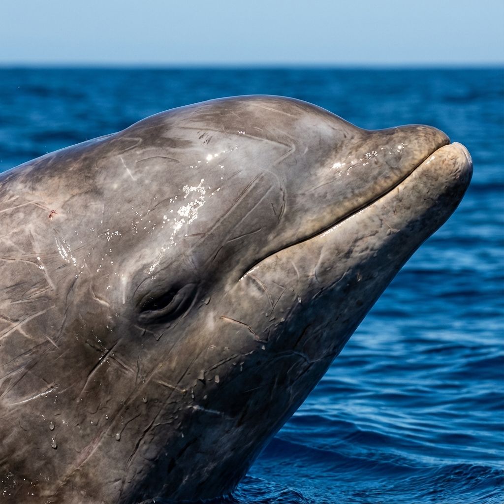 Close-up of the whale's distinct beak