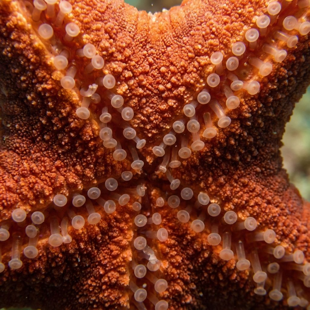 Close up of tube feet on underside