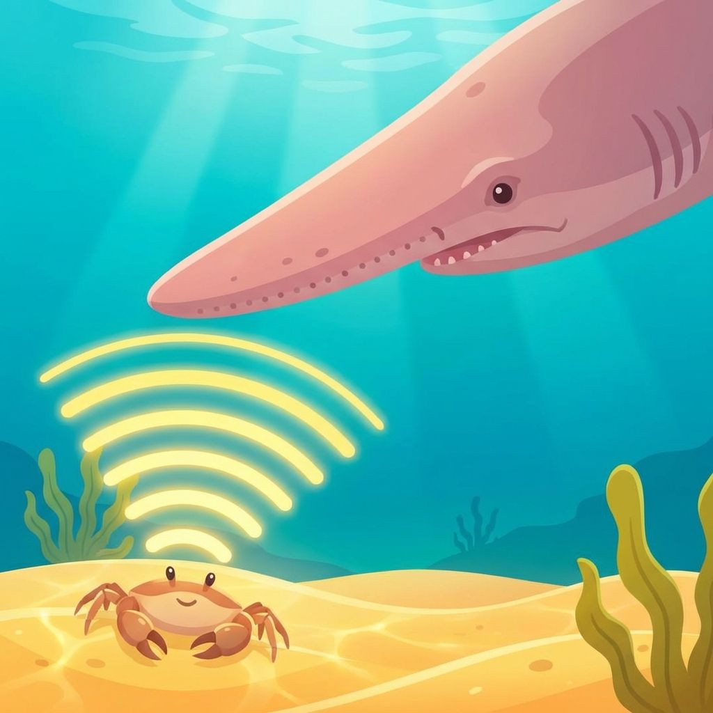 Close-up illustration of the shark's snout detecting signals