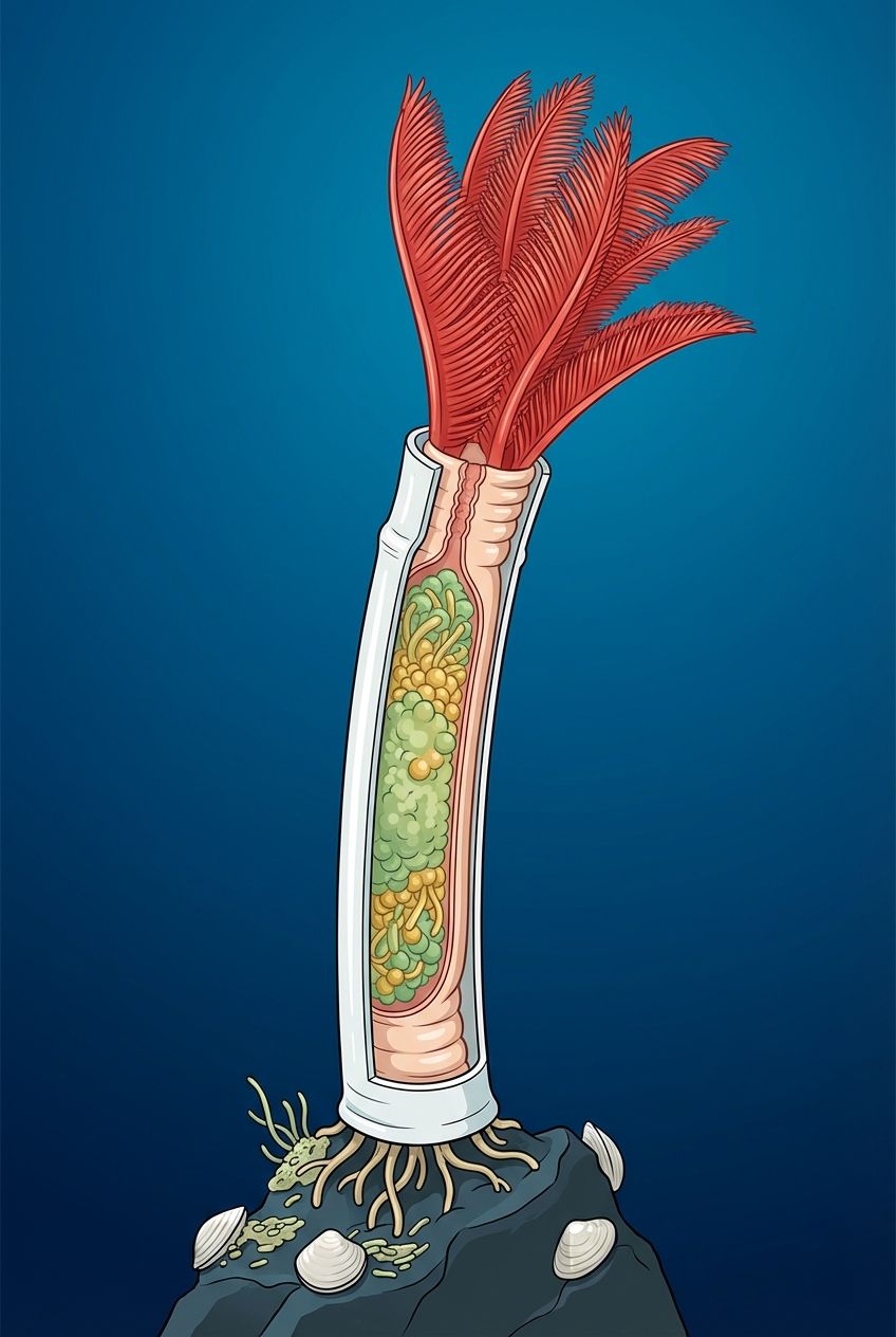 Cross-section of a tube worm showing internal bacteria organ
